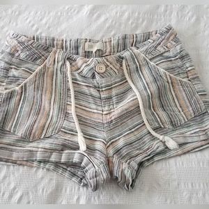Striped linen shorts